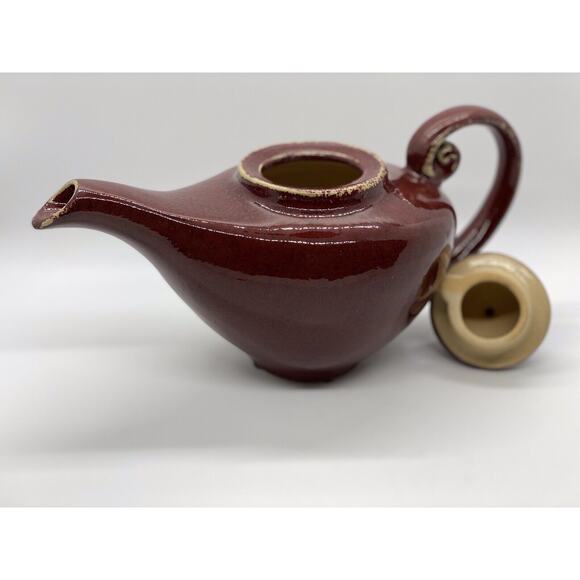 Pier 1 Imports Aladdin Teapot w/Lid Earthenware Rustic Red Holds 2 Cups - Picture 7 of 10
